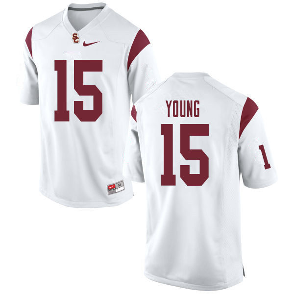 Men #15 Keyshawn Young USC Trojans College Football Jerseys Sale-White
